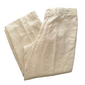 Gap Linen Crop Pants Women’s Size 10 100% Linen White Flat Front Pockets Formal
